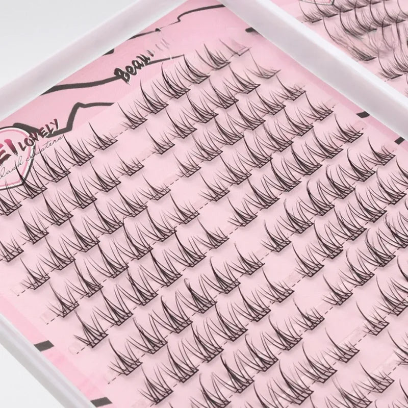 Sunflower False Eyelash Extension Kit - Natural C-Shape Clusters 9-11mm, Lightweight, Large Capacity