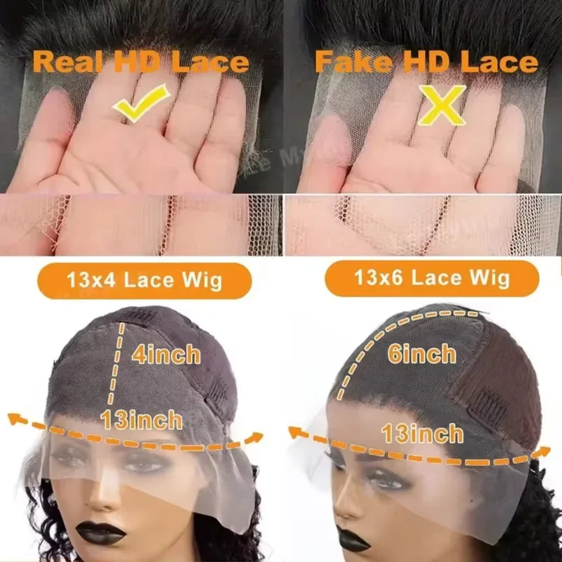 Deep Wave Human Hair Wigs 40 Inch Long HD Lace Frontal Voluminous Tangle-Free