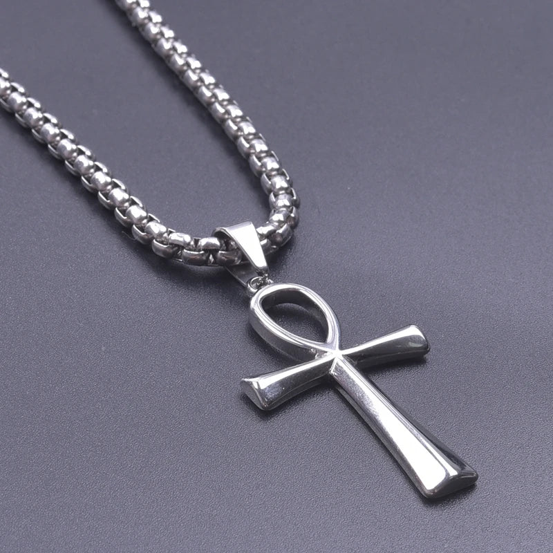 Stainless Steel Jewelry Chain Necklace with Cross Pendant for Women Men