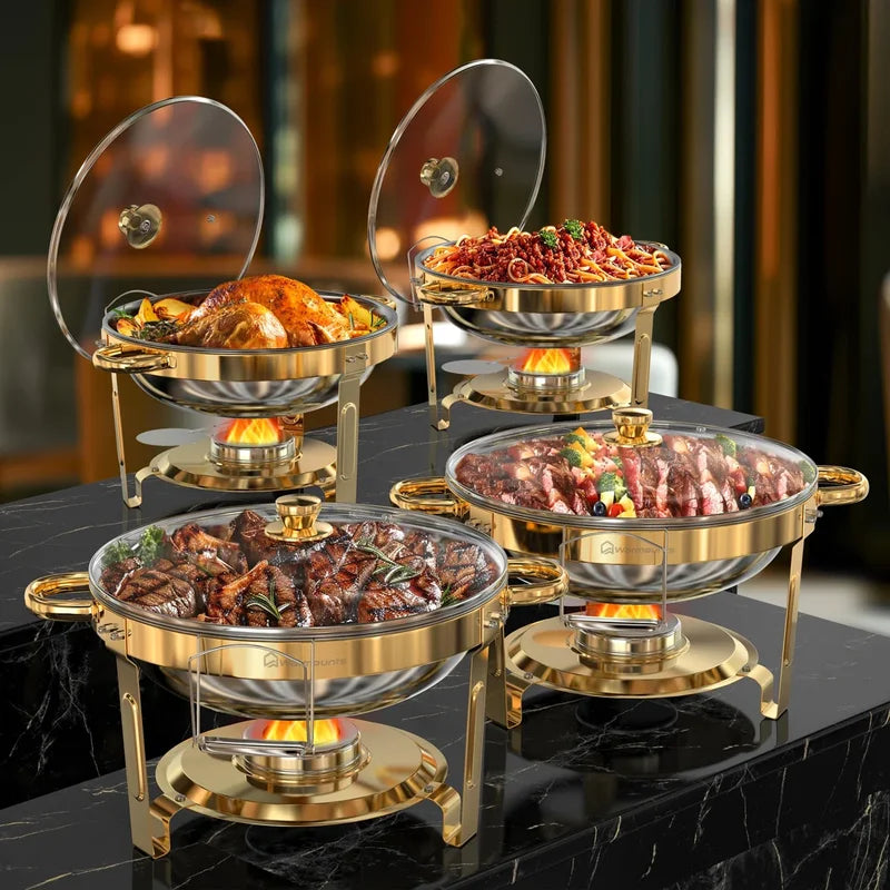 Stainless Steel Chafing Dishes Set 5QT Buffet Food Warmers for Parties & Holidays