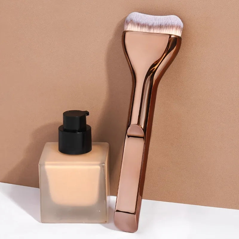 Professional Foundation Brush with Soft Nylon Bristles & Elegant Brown Handle for Liquid, Powder & BB Cream