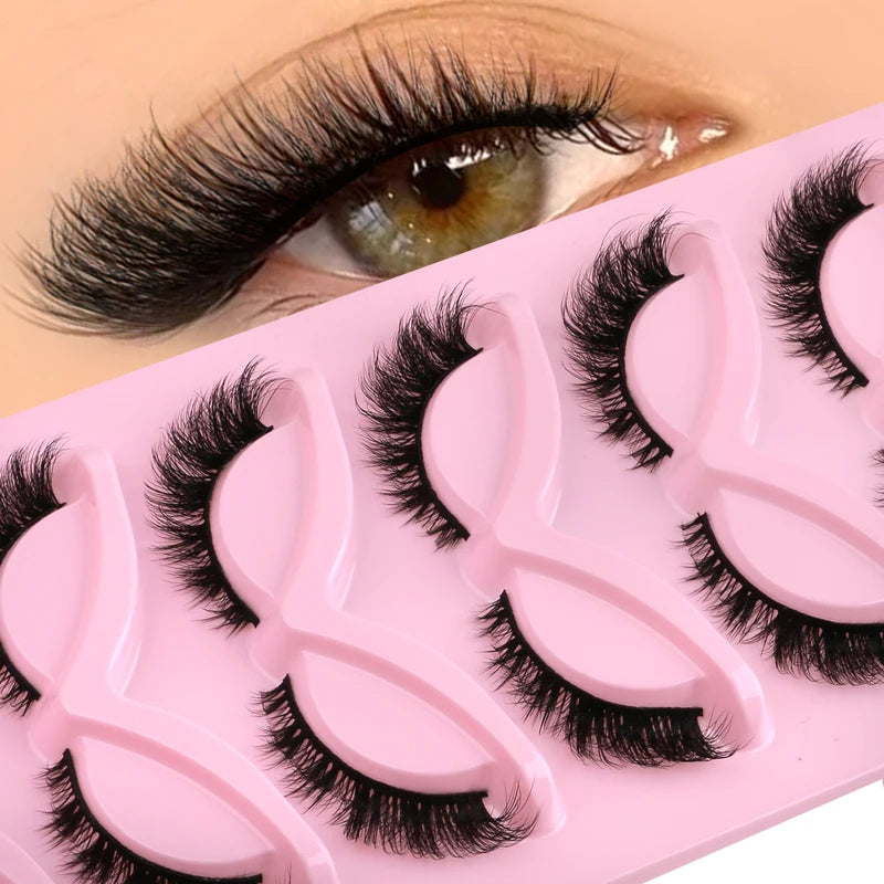 False Eyelashes Cat Eye Fluffy Natural Look Winged Effect Cruelty-Free Faux Mink