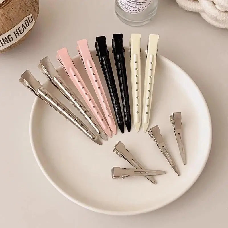 10pcs Metal Duckbill Hair Clips Barrettes for Styling & Haircut - Various Colors