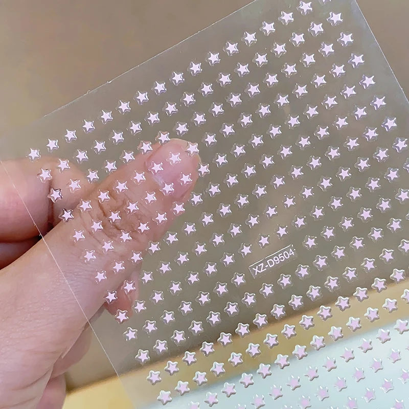 Colorful 3D Y2K Star Nail Stickers Set - Self-Adhesive Luxury Manicure Decals