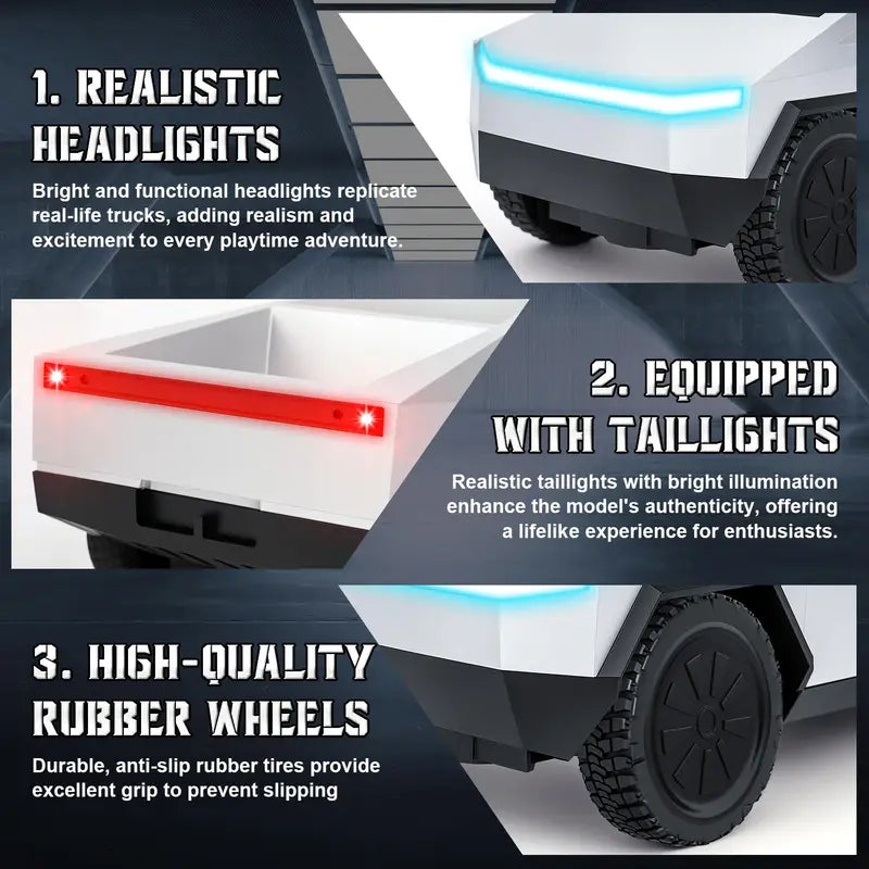 Remote Control Off-Road Truck - 4WD Wireless RC Car with LED Lights, 27MHz