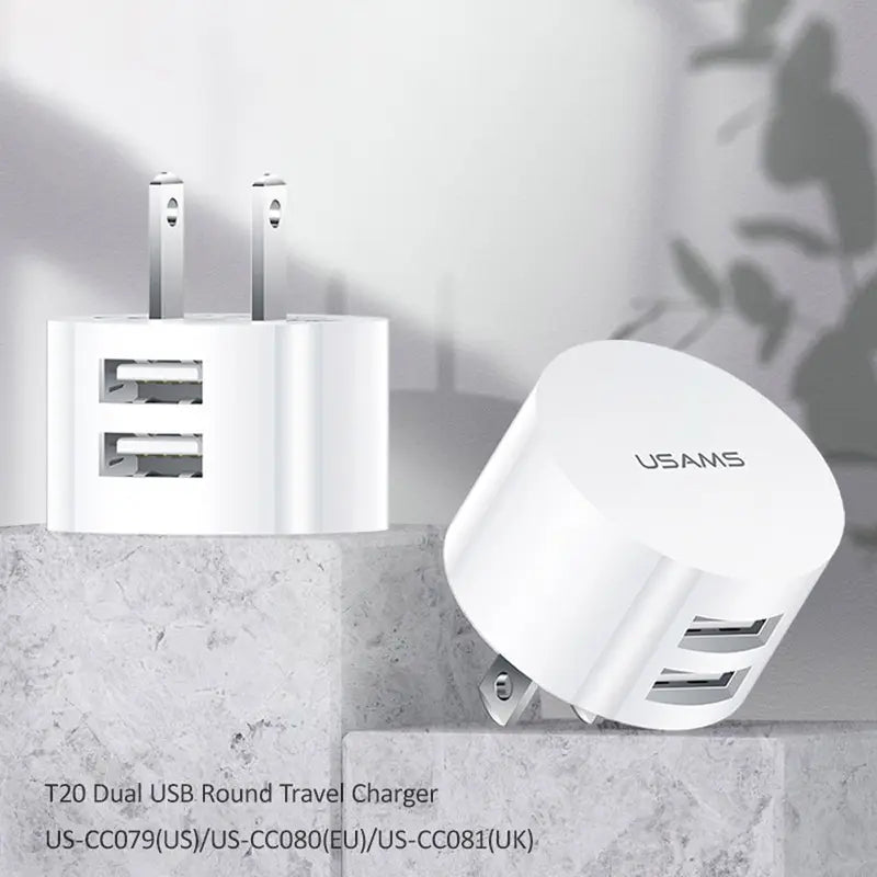 Dual USB Wall Charger 5V 2.1A Fast Charging Adapter for Mobile Phones