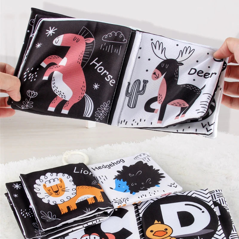 Baby Sensory Book Black and White High Contrast Visual Stimulation Educational Toy