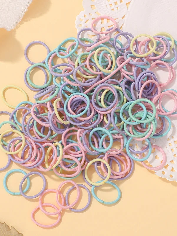100 Pcs Colorful Nylon Rubber Hair Ties - Elastic Band for Baby Girls & Kids