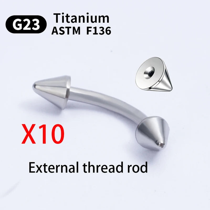 10PCS Titanium Labret Lip and Eyebrow Piercing Studs Body Jewelry