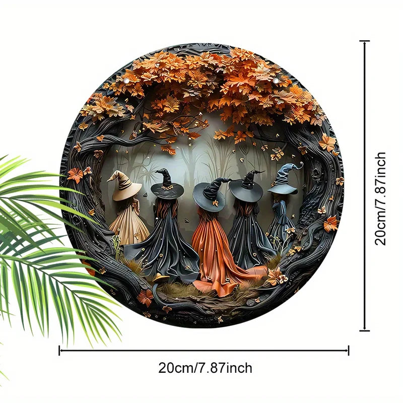 Halloween Gothic Witch Wooden Hanging Sign for Home Decor Party Decoration