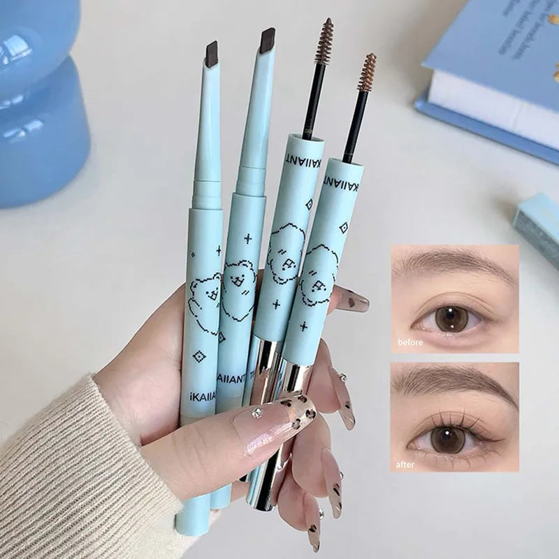 2-in-1 Waterproof Eyebrow Pencil & Tinting Mascara - Long-Lasting Natural Finish