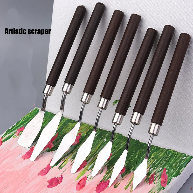 Art Paint Scrapers Stainless Steel Mixing Tools for Acrylic Watercolor Oil Painting