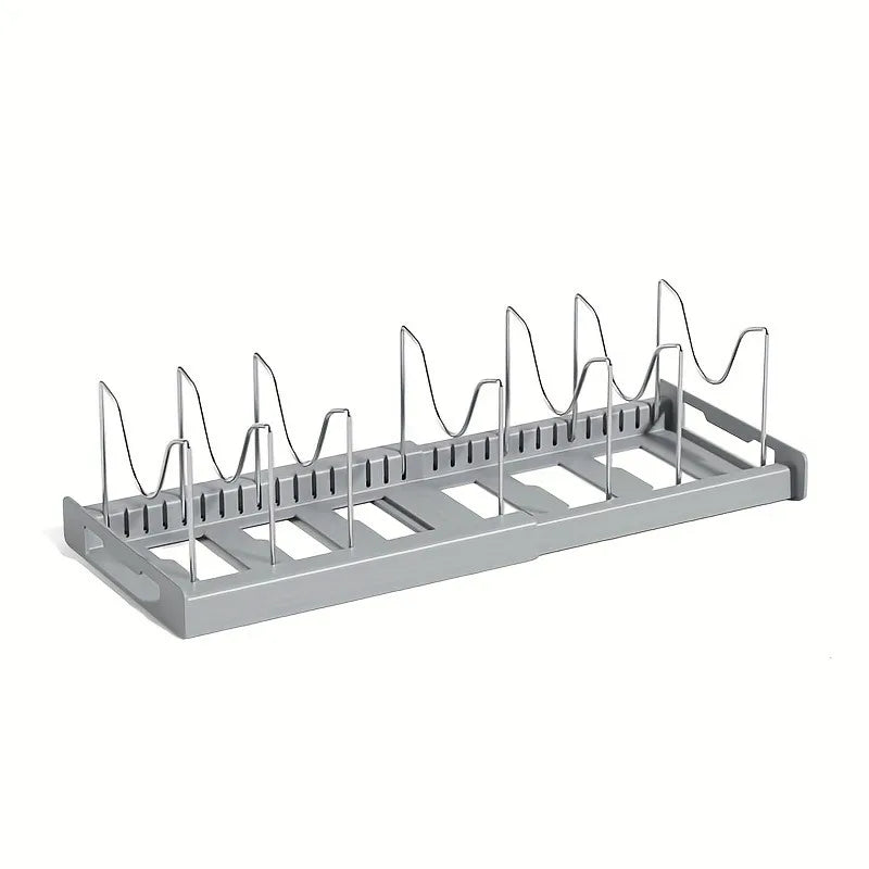Expandable Kitchen Pot Organizer Rack with Adjustable Divider - Multi-Purpose Storage