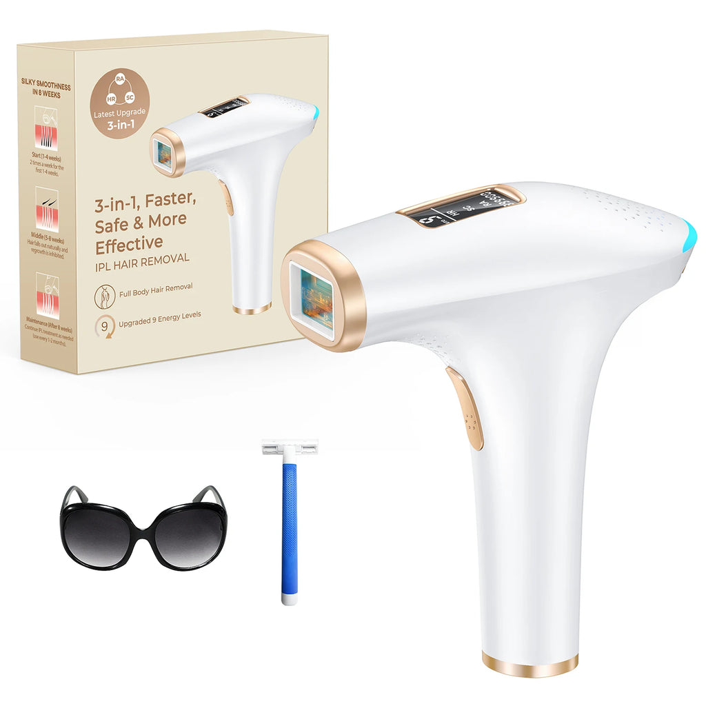 3-in-1 Laser Hair Removal Device for Women with IPL Technology - Painless Bikini Legs Arms
