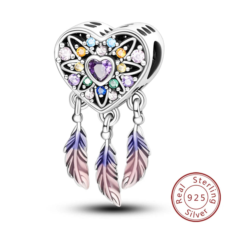 Colorful Dreamcatcher Charm Beads for Bracelets & Necklaces - Sterling Silver & More