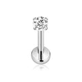 Threadless Labret Piercing Jewelry Moon Pin - Titanium & CZ Zircon, 16G-20G