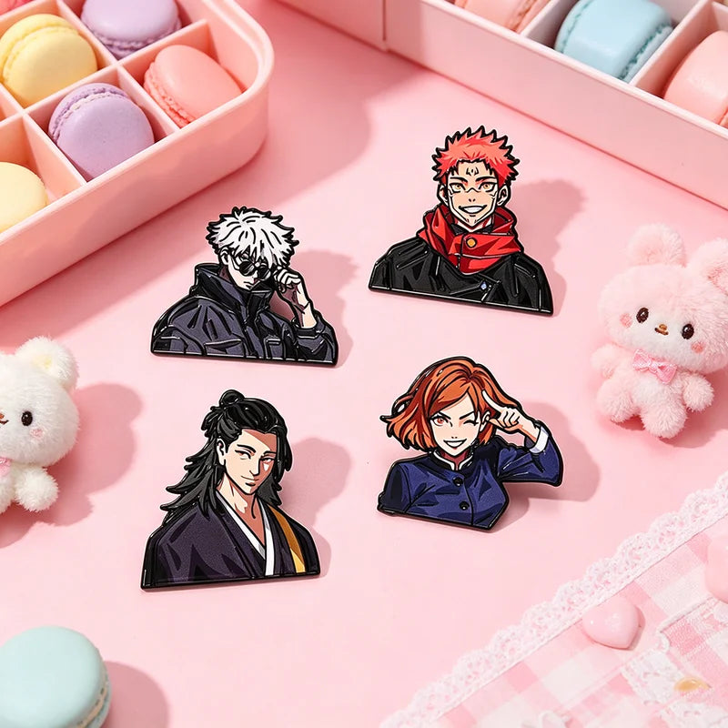 Anime Enamel Pins Set Satoru Gojo & Nobara Kugisaki Cartoon Character Brooches for Backpack