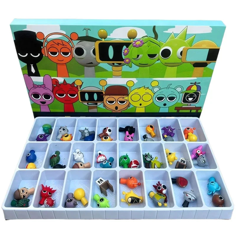 24/48pcs Anime Action Figures Toy Set Sprunki Cartoon Game Collectibles