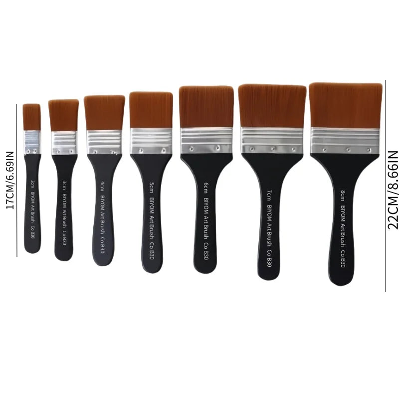 Nylon Painting Brush Set - Hand-Painted Acrylic, Oil & Gouache Brushes