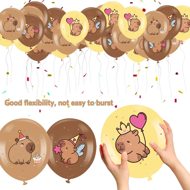 12-Inch Cute Capybara Latex Balloons for Birthday Baby Shower Party Decorations