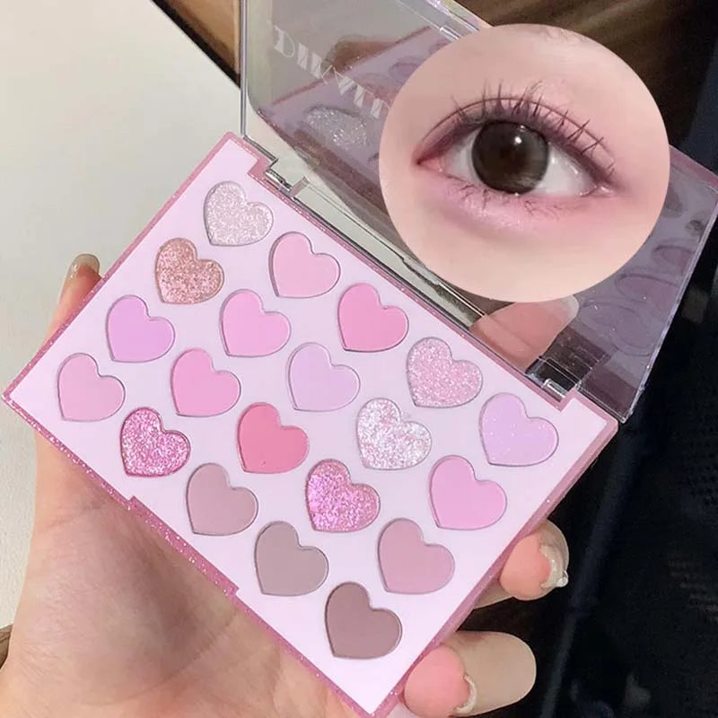 Colorful Heart Shaped Eyeshadow Palette with Glitter and Pearl Finish - Brighten Your Look