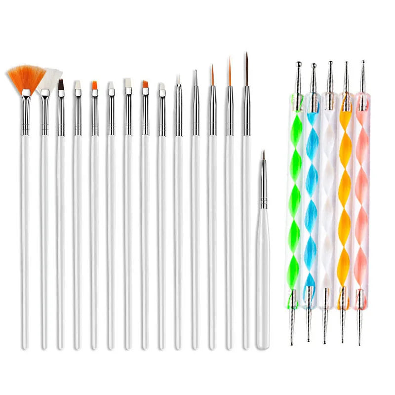 Nail Art Brushes Set Manicure Tools Liquid Powder Carving UV Gel Painting Pen