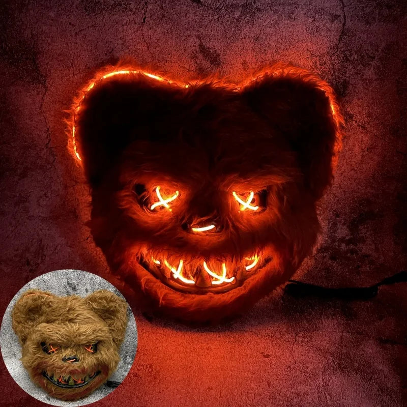 LED Light Halloween Face Mask - Cosplay, Party, Stage Makeup Bloody Rabbit & Bear