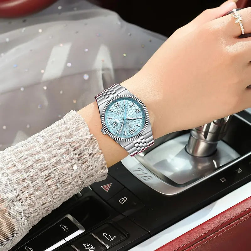 Casual Women's Waterproof Quartz Watch with Luminous Dial and Stainless Steel Band