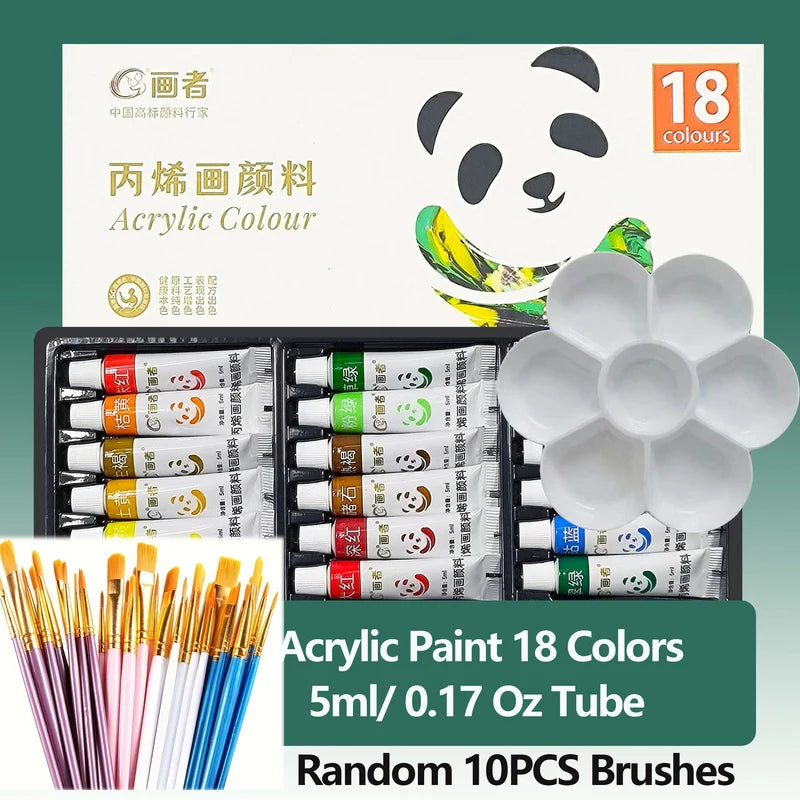 Art Painting Kit with Acrylic Paints and Brushes - Multiple Colors for Artists & Beginners