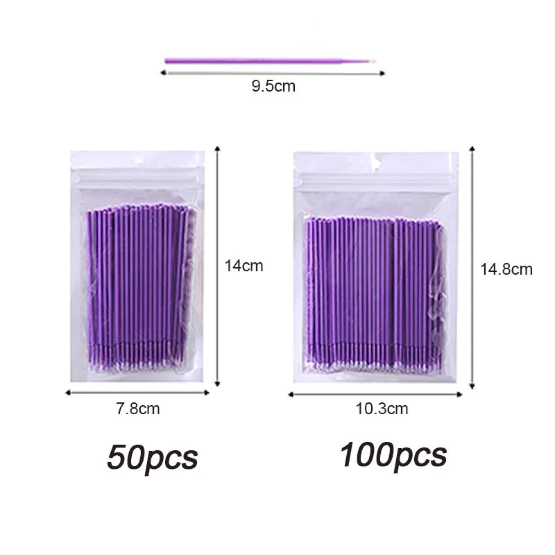 Disposable MicroBrush Eyelash Extension Micro Brush Set - Individual Lash Removal Swabs