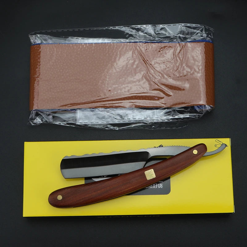 Manual Shaving Knife with Stainless Steel Blade and Wooden Handle - Precision Razor