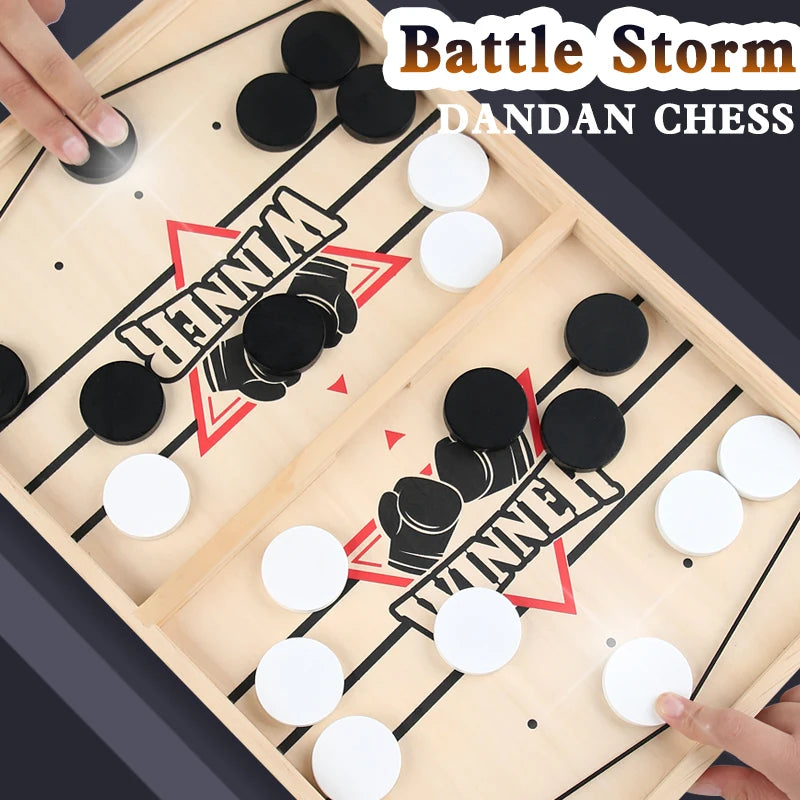 Wooden Bouncing Chess Tabletop Two-Player Battle Game - Child & Parent Interactive Toy