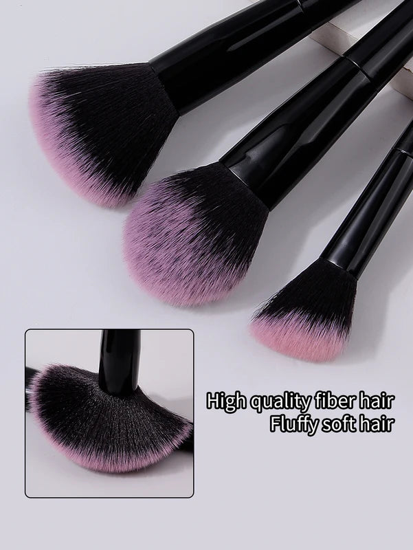 19-Piece Makeup Brush Set with Powder Puffs and Storage Bucket - Color Variations