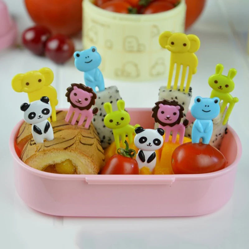 10pcs Animal Farm Fruit Forks Mini Cartoon Food Picks for Snacks & Parties