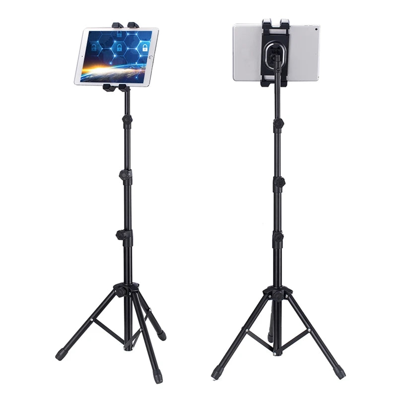 Adjustable Floor Tripod Stand for iPad and Tablets - 4-12.9 Inch Devices, 68-Inch Height, 360° Swivel
