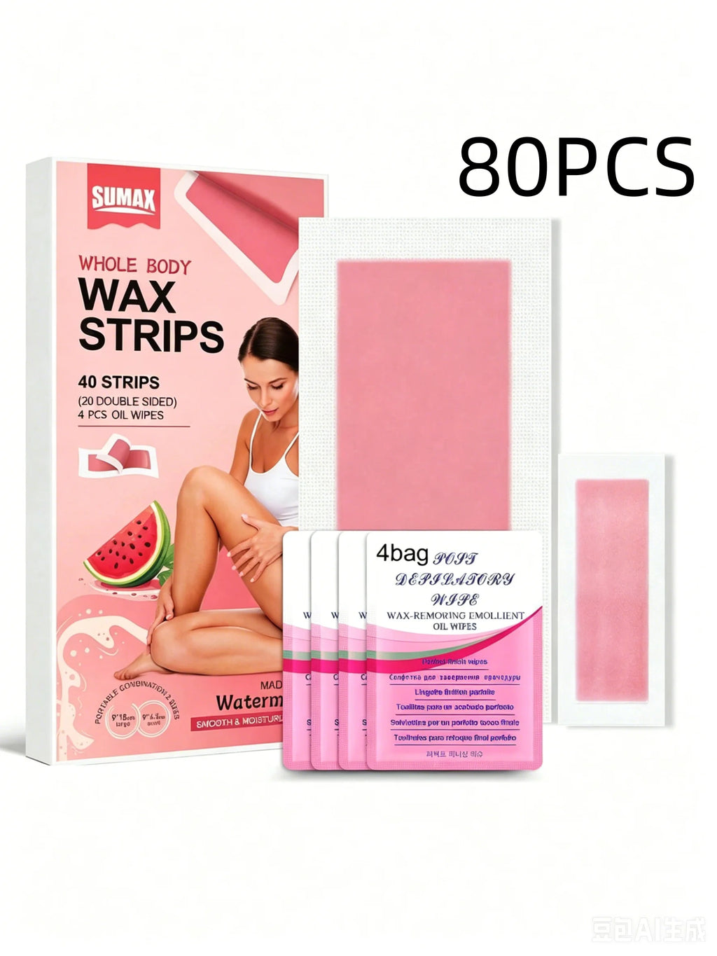 Professional Hair Removal Wax Strips & Soothe Oil Wipes - Summer Depilation Kit