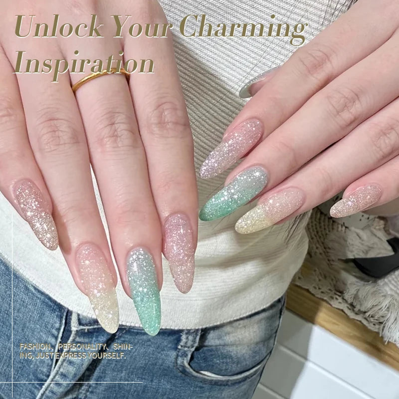 Reflective Glitter Gel Polish - 10ml UV Soak-Off Nail Art Varnish, Multiple Colors