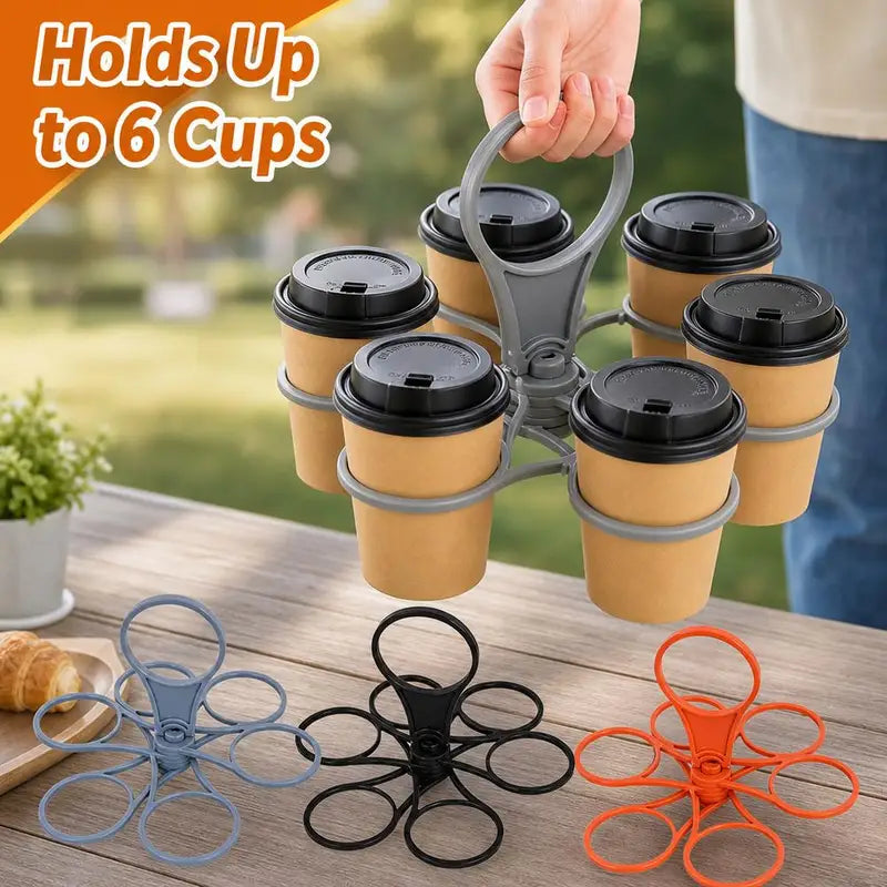 Foldable Beverage Cup Holder for Outdoor Picnics and Parties - 6 Slots, Reusable, Portable