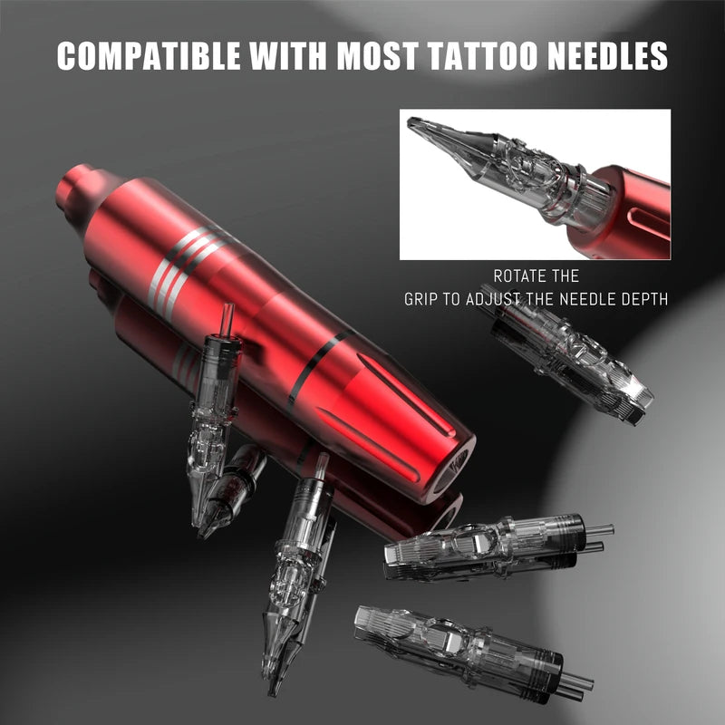 Professional Rotary Tattoo Kit with Power Supply and 10 Cartridge Needles for Beginners & Artists