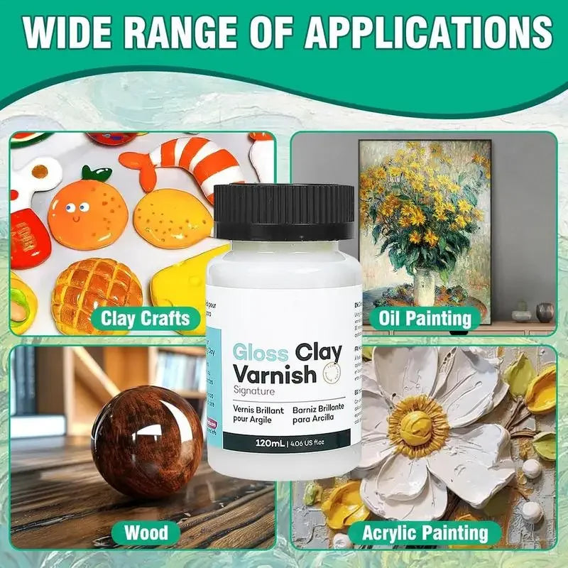 High Gloss Acrylic Varnish for Air-Dry Clay, Ceramics, & Paintings - 20/60/120ml