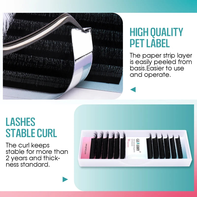 Premade 3D W Shape Eyelash Extensions - Natural Faux Mink Lash Fans, Multiple Sizes & Curls
