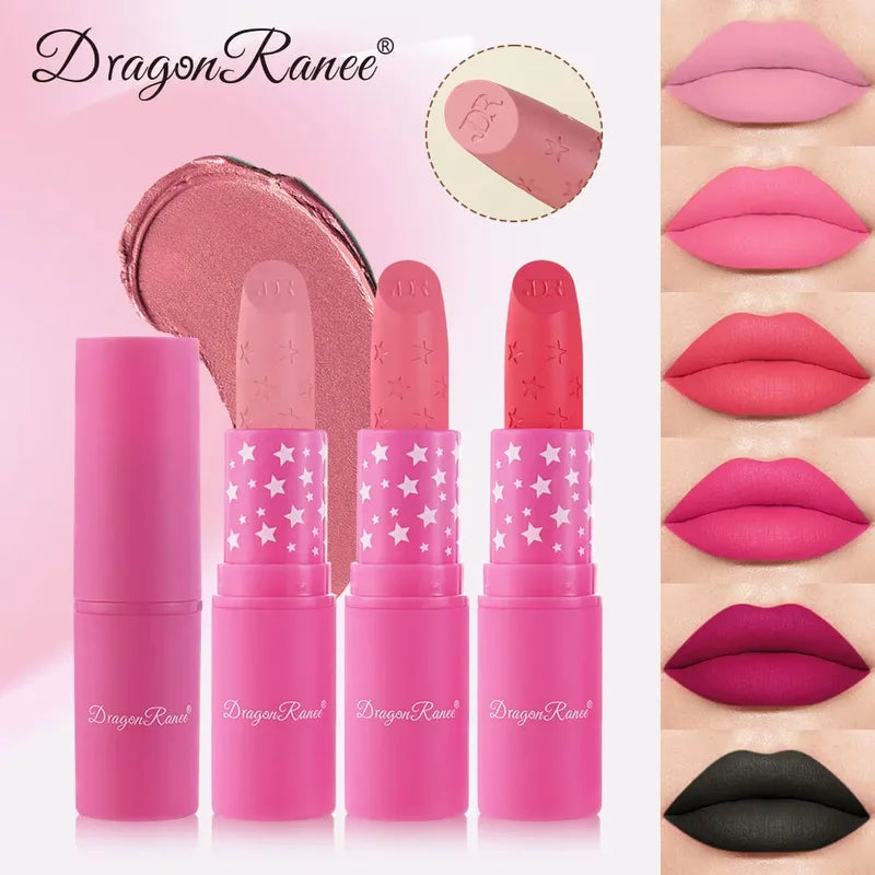 3-Piece Matte Lipstick Set Waterproof Long-Lasting High Pigment Lip Makeup