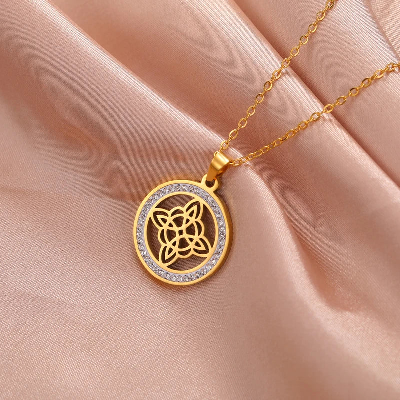 Ladies' Celtic Witch Knot Pendant Necklace Stainless Steel Talisman Jewelry