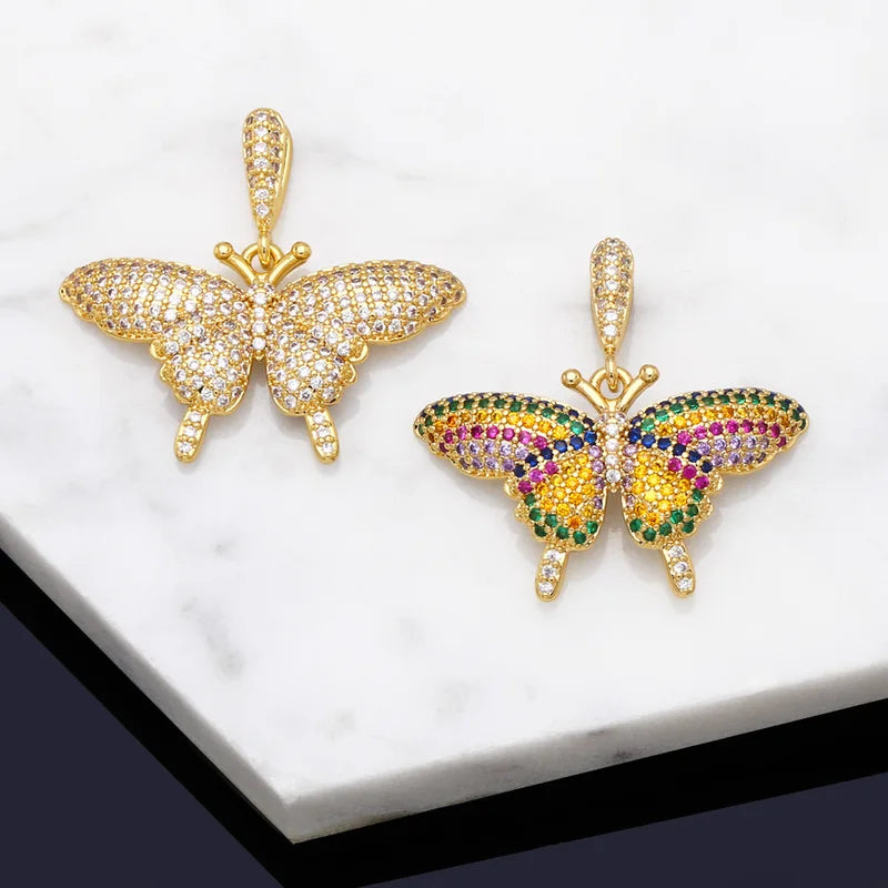 Multicolor Butterfly Pendant Jewelry Making Kit Handmade Copper Gold Plated Necklace & Bracelet DIY