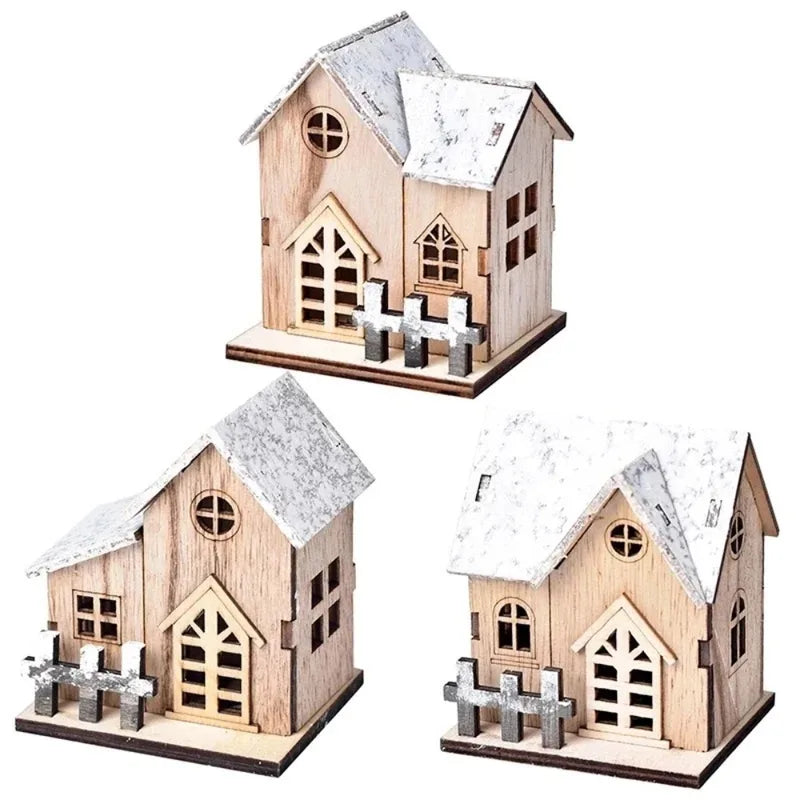 Christmas LED Wooden House Cabin Decor for Xmas & New Year - Festive Home Decoration