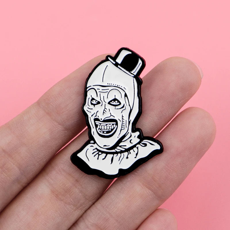 Art Clown Enamel Pin Horror Movie Brooch for Halloween Punk Fans Jewelry & Clothing Accessory
