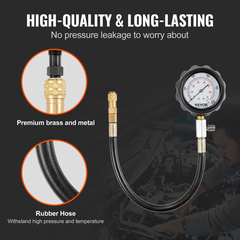 Diesel Engine Compression Tester Kit with 18 Adapters - Heavy Duty Cylinder Pressure Test Tool