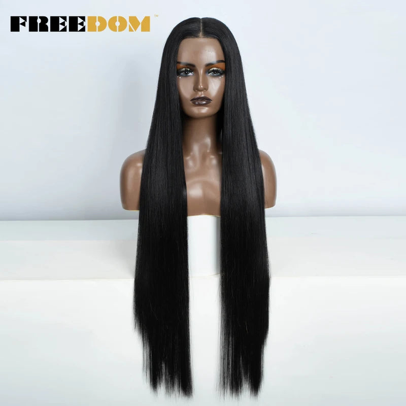 Long Synthetic Lace Front Wig for Women - 38 Inch Ombre Brown Red Blonde Highlight Cosplay Hair