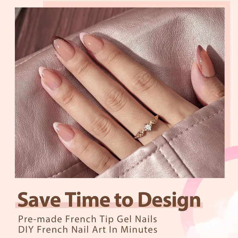 150pcs Multi-Color Fake Nails Set - Almond French Press On Acrylic Nails, Removable & Convenient