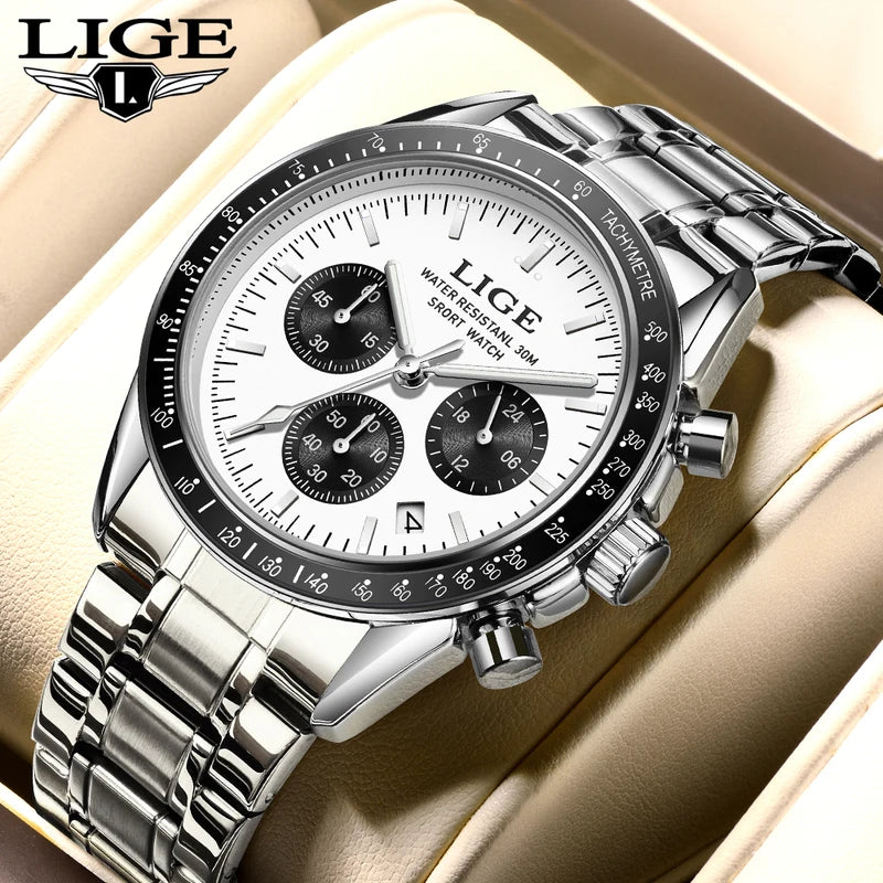 Luxury Business Men's Watch with Stainless Steel Strap and Luminous Dial